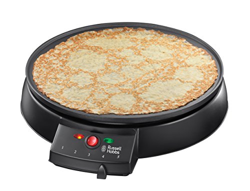 Russell Hobbs Fiesta Crêpes-Maker 20920-56 / Antihaftbeschichtete Crêpes-Platte mit stufenlosem Temperaturregler (1000 Watt) - inkl. Teigverteiler & Crêpes-Wender / Ø 30 cm