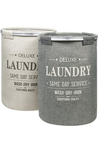 BAMODI Wäschekorb Set spart Zeit beim Sortieren - 2 Wäschesammler je 60 l - Laundry Basket (55 x 40 cm)