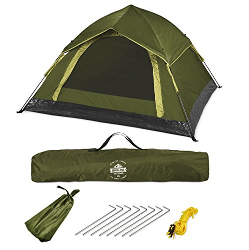 Lumaland Outdoor leichtes Pop Up Wurfzelt 3 Personen Zelt Camping Festival etc. robust verschiedene Farben Grün