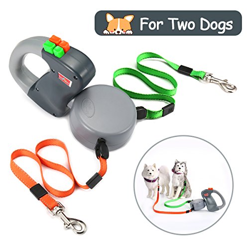 Focuspet Doppelte Hundeleine, Einziehbare bis Zum 3 M Hundeleine Für 2 Hunde Hundeleine mit Button Break- und Schließsystem Ideal Zum Wandern Geeignet Für Kleine bis Große Hunde