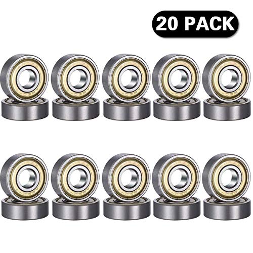 CETECK 608 ZZ Kugellager, 20 STÜCKE 608zz Metall doppelt geschirmt Miniatur-Rillenskateboard-Kugella