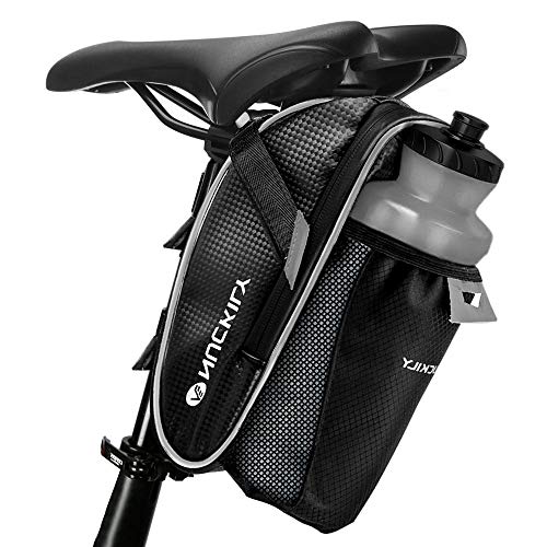 Fahrrad Satteltasche, otumixx Fahrradtasche Wasserdichte Rahmentasche Satteltasche Fahrrad Tasche Mountainbike Bag mit Rücklichthalter und reflektierende Elemente für Mountainbikes Rennräder, Schwarz