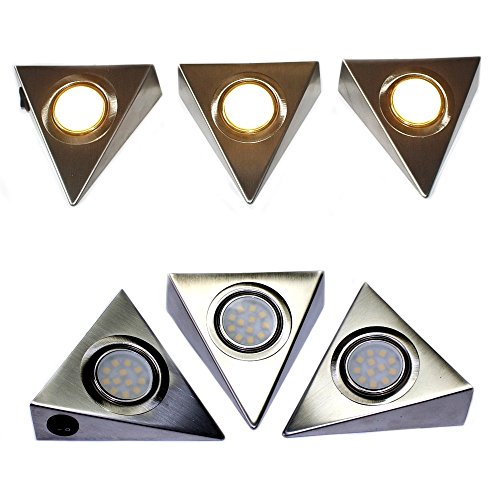 Komerci CL9D5050-CT LED-Unterbau-Set Prisma 12W 3 LED-Strahler warmweiß je 4W, Netzteil Kabel Schalter