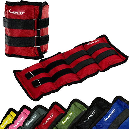 MOVIT 2er Set Gewichtsmanschetten für Hand- und Fußgelenke 2x 2,0kg Laufgewichte rot