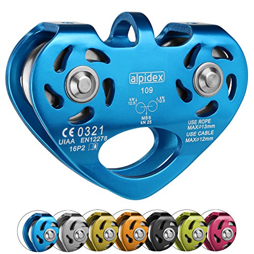 Seilrolle Tandem Pulley Power 2.0 von Alpidex Tandemrolle Umlenkrolle, Farbe:blau