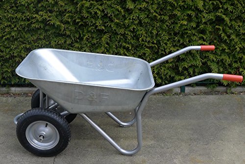 Schubkarre mit 2 Rädern, 100L, Stahl, robust, Beschichtet, Luftreifen mit Stahlfelge