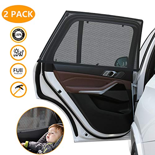 LEBEXY Sonnenschutz Auto Baby mit UV Schutz | Sonnenblende Auto Netz | Seitenfenster Autofenster Sonnenschutzrollos Heckscheibe für Kinder Baby Erwachsene Haustiere, 2 Stück