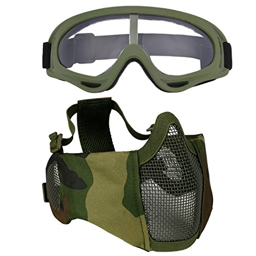 Fansport Paintball Maske, Airsoft Masken Softair Maske Mesh-Maske Airsoft Paintball Maske Schutzbrille Airsoft Taktische Maske Paintball Schutzbrille Klar Stahl Maske üBerbrille Airsoft Mesh Maske