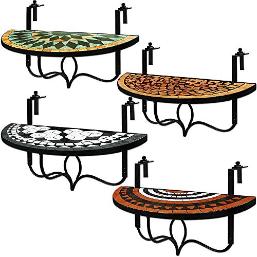 Deuba Balkontisch klappbar | Roma Mosaik | Balkonhängetisch | witterungsbeständig | Hängetisch Klapptisch Mosaiktisch Mosaik