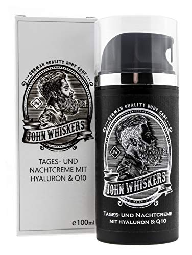 John Whiskers Tages- und Nachtcreme - Made in Germany - mit Hyaluron und Q10 - for Men