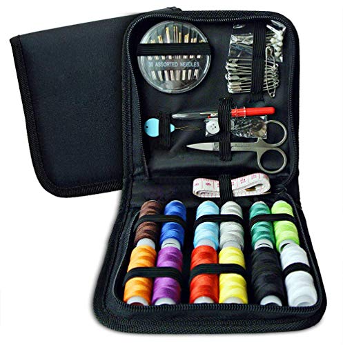 Wellocean Nähset mit 72 Nähzubehör und 12 PVC-Garnrollen,Nähkästchen für Anfänger,Kinder,Reisen,Camping und Heim (Mini)