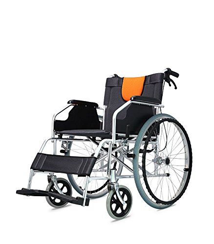 Polironeshop Ligera Klappbarer Rollstuhl für Personen mit körperlichen Beeinträchtigungen und ältere Menschen, Schwarz/Orange