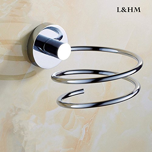 L&HM Haartrocknerhalter/Fönhalter robustem 304 Edelstahl Chrom, Spirale Form-langlebig Badzubehör/zur Wandmontage
