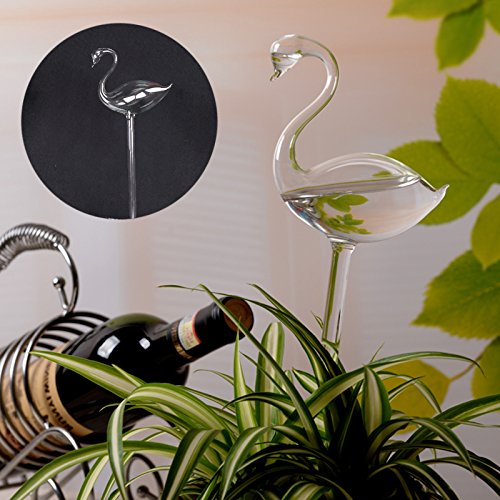 Auntwhale Automatische Bewässerungsvorrichtung 1 Stück Glas Bewässerungsblume Gerät Bewässerung Blume Werkzeuge Einfaches Blumentopf-Gerät Flamingo-Form
