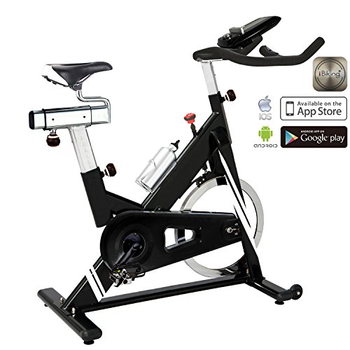 AsVIVA Indoor Cycle Speedbike S14 Bluetooth | inkl. SPD Klickpedale & Brustgurt (Pulsgurt) | 23kg Schwungmasse | Fitness-App kompatibel | stufenlose Widerstandseinstellung durch Filzbremse