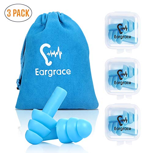 Wiederverwendbare Silikon-Ohrstöpsel - 3 Paare - SNR 31, wasserdicht, weich, hypoallergen - Komfortable Gehörschutzstöpsel für das Rauschunterdrückung zum Schlafen und für Flugzeuge mit Reisetasche