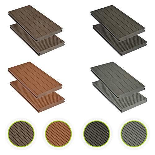 HORI WPC-Terrassendielen massiv braun I Komplett-Set inkl. 40x60 mm Unterkonstruktion & Clips I Dielenlänge 2,90 m I Fläche 5 m²
