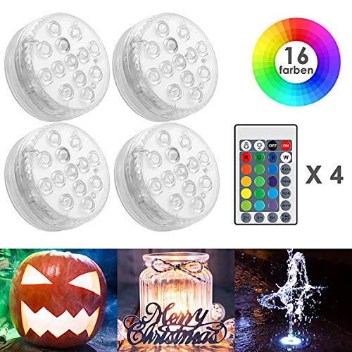 HOVNEE Unterwasser Licht, RGB Multi Farbwechsel Wasserdichte LED Leuchten für Schwimmbad,Weihnachten, Halloween, Weihnachten,Fish Tank Dekorationen,Dekoration unterwasserlicht mit fernbedienung