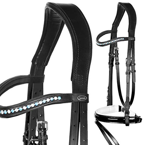 Heinick-Reitsport edle Trense Lackleder Shiny Schwarz Weiß ~ Luxor ~ WB VB