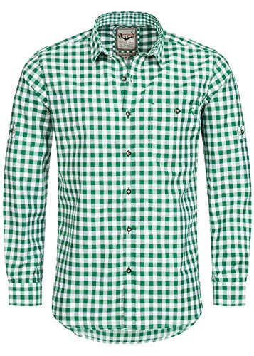 Stockerpoint Trachtenhemd OC-Franzl | kariert | Regular Fit (L, Dunkelgrün)