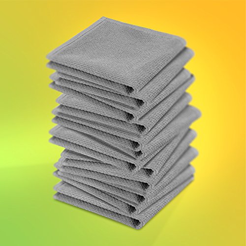 KRACHT, 12er-Set, Poliertuch, Spültuch, Multifunktion, 100% Baumwolle, Edition ziczac-affaires, ca.30x30cm (grau)
