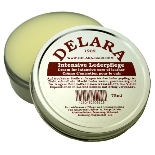 DELARA Intensive Lederpflege farblos 75 ml - Made in Germany. Imprägniert und schützt Leder sehr wirksam. Alte Rezeptur mit hochwertigen Ölen und Wachsen