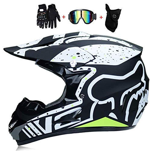 SK-LBB Motorrad helm Motocross Helme City Helme BMX Helme Motorrad Crosshelme, Kreative Persönlichkeit Lokomotive Mountainbike Helm, Handschuhe maske Brille (Set von 4) (L)