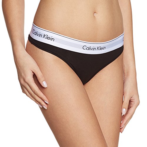 Calvin Klein Damen String MODERN - THONG, Einfarbig, Gr. 38 (Herstellergröße: M), Schwarz (BLACK 001)