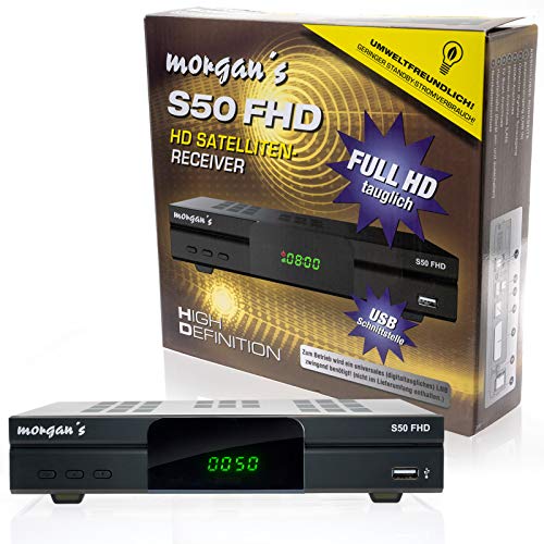 Morgan‘s S50 FHD digitaler Satelliten Sat-Receiver (HDTV, DVB-S2, HDMI, SCART, USB 2.0, Full HD 1080p, LAN Anschluss) [vorprogrammiert für Astra] mit Aufnahme und Timeshift – schwarz