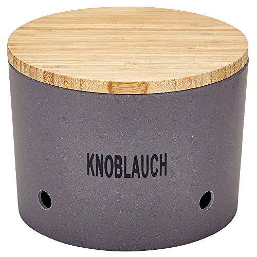 Magu 136 662 Knoblauchtopf 'Natur-Design' in Bambusfasern, Getreidestärke, Holzfaser, Schiefer, 28 x 28 x 8 cm