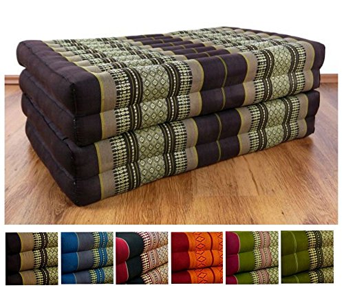 Kapok Faltmatratze (Klappmatratze), klappbare Gästematratze als Gästebett, ökologische Naturmatratze (braun / Muster)