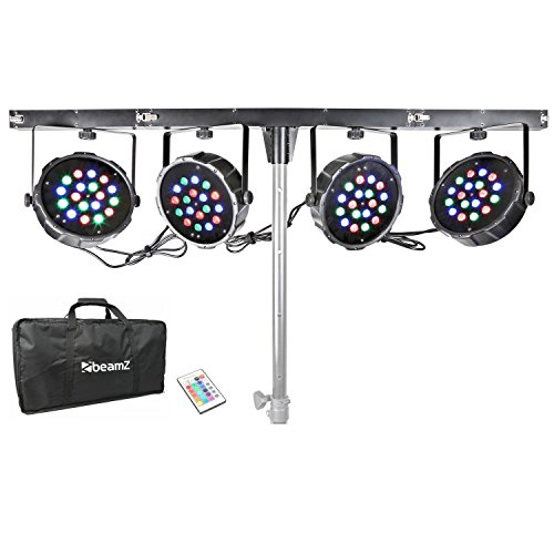 Beamz LED-PAR-Bar 4-Wege-Kit Schwarz, Grau - Stroboskop- und Disko-Lichtset (Schwarz, Grau, LED, 72 Leuchten, 1 W, Blau, Grün, Rot, 6 Kanäle)