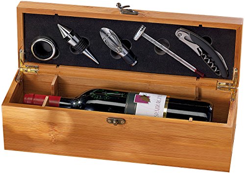 Carlo Milano Weinset: 5-tlg. Sommelier-Set in edler Geschenkbox für 1 Weinflasche (Wein Geschenkbox)