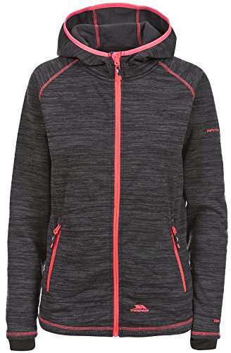 Trespass Riverstone, Black Marl/Raspberry, XXL, Warme Fleecejacke mit Kapuze 230g/m² für Damen, XX-Large / 2XL / 2X-Large, Grau