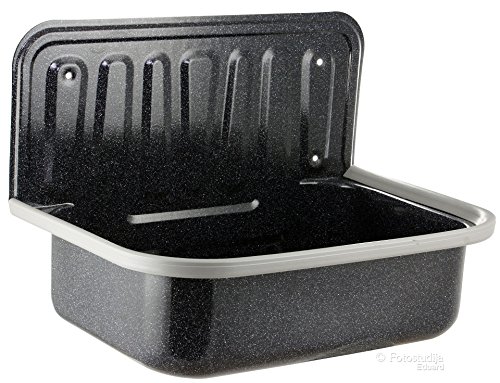 Spülbecken aus Stahl in Granit-Optik für Keller Garten Waschküche