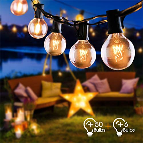 Lichterkette Außen FOCHEA Lichterkette Glühbirnen G40 15m 50er Globe Birnen Lichterkette Garten für Weihnachten Hochzeit Party Aussen Dekoration Warmweiß