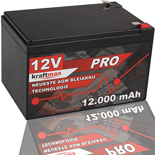 kraftmax Industrial Pro Bleiakku [ 12V / 12Ah ] AGM Hochleistungs- Blei Akku der Neusten Generation