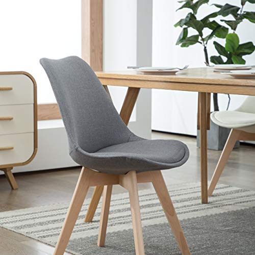 Deuline 4 x Esszimmerstühle Esszimmerstuhl Polsterst Stuhl Stühle Lehnstuhl Oslo+ Grau-Stoffbezug