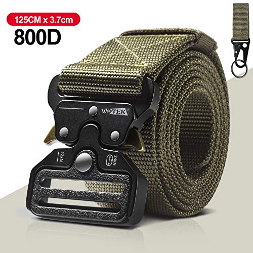 Taktischer Gürtel schwerlast militär molle schnellverschluss Cobra Metallschnalle|Taktisch Gürtel Nylon breit Belt mit Taktischen Molle Schlüsselhaken fur outdoor sport herren damen MEHRWEG 800D/125cm