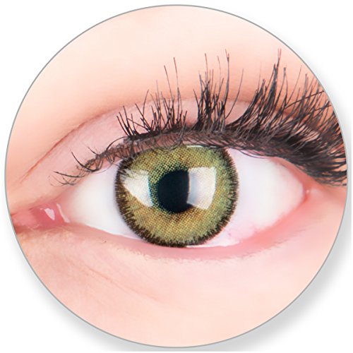 Glamlens SILICONE COMFORT SOFT Grüne Kontaktlinsen MIT und OHNE Stärke - für Braune Dunkelbraune und Schwarze Dunkle Augen - mit Kontaktlinsenbehälter. 2 Farbige Maigrün 3 Monatslinsen 0.0 Dioptrien