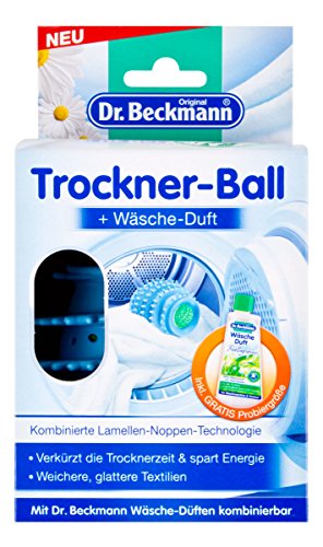 Dr. Beckmann Trockner-Ball inklusive 50 ml Wäsche-Duft (Trocknerball mit Lamellen-Noppen-Technologie, Wäsche, Trockner, Textilien, Duft)