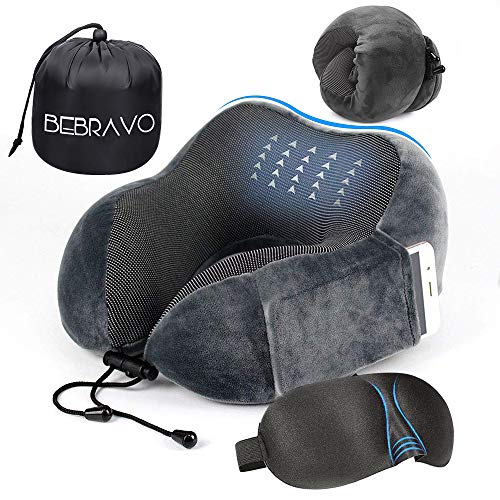 Reisekissen Reise Nackenkissen, Weich und Bequemen Memory Foam Reisekissen mit ergonomischer Stützfunktion, für Flugzeug, Auto, Zuhause und Büro (Grau)