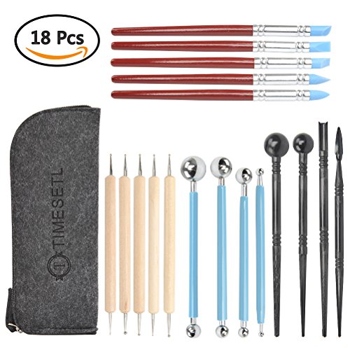 TIMESETL 18 Stück Polymer Ton Modellierwerkzeug Set Keramik Werkzeug Skulptur Kit mit Tragbar Aufbewahrungstasche