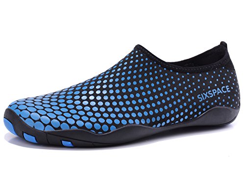 Sixspace Unisex Strandschuhe Aquaschuhe Schwimmschuhe Badeschuhe Wasserschuhe Surfschuhe mit Rutschfeste Sohlen für Damen Herren, Blau 41 EU