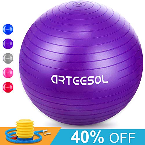 Gymnastikball, Arteesol 65cm / 75cm Fitness Yoga Ball Anti-Burst Stabilität Balance Ball mit Pumpe für Core Strength