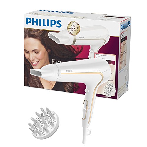 Philips ThermoProtect Ionic Haartrockner HP8232/00, 2200 Watt, inklusive Stylingdüse, Volumendiffusor, weiß