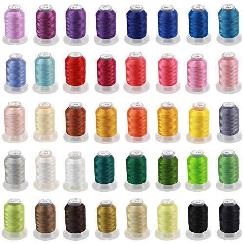 KEAYOO Maschinenstickgarn Set 500M 40 Farben Polyester Stickgarn für Brother/Babzlock/Janome/Singer/Kenmore Nähmaschine und Stickereimaschine