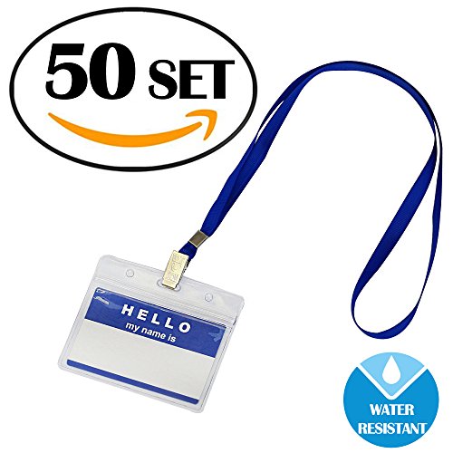 GIMARS 50 Sets Namensschilder mit Band Kartenhülle Ausweishalter Lanyard für Business, Ausstellung, Büro, Schule und Kinder