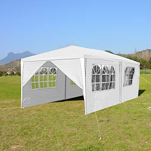 wolketon Pavillons 3x6 m Partyzelt Gartenpavillon mit 6 Seitenwänden 100G PE weiß Gartenzelt für Garten/Party/Hochzeit/Picknick/Markt