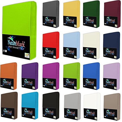 NatureMark JERSEY Spannbettlaken, Spannbetttuch 100% Baumwolle in vielen Größen und Farben MARKENQUALITÄT ÖKOTEX STANDARD 100 | 140 x 200 cm - 160 x 200 cm - anthrazit grau